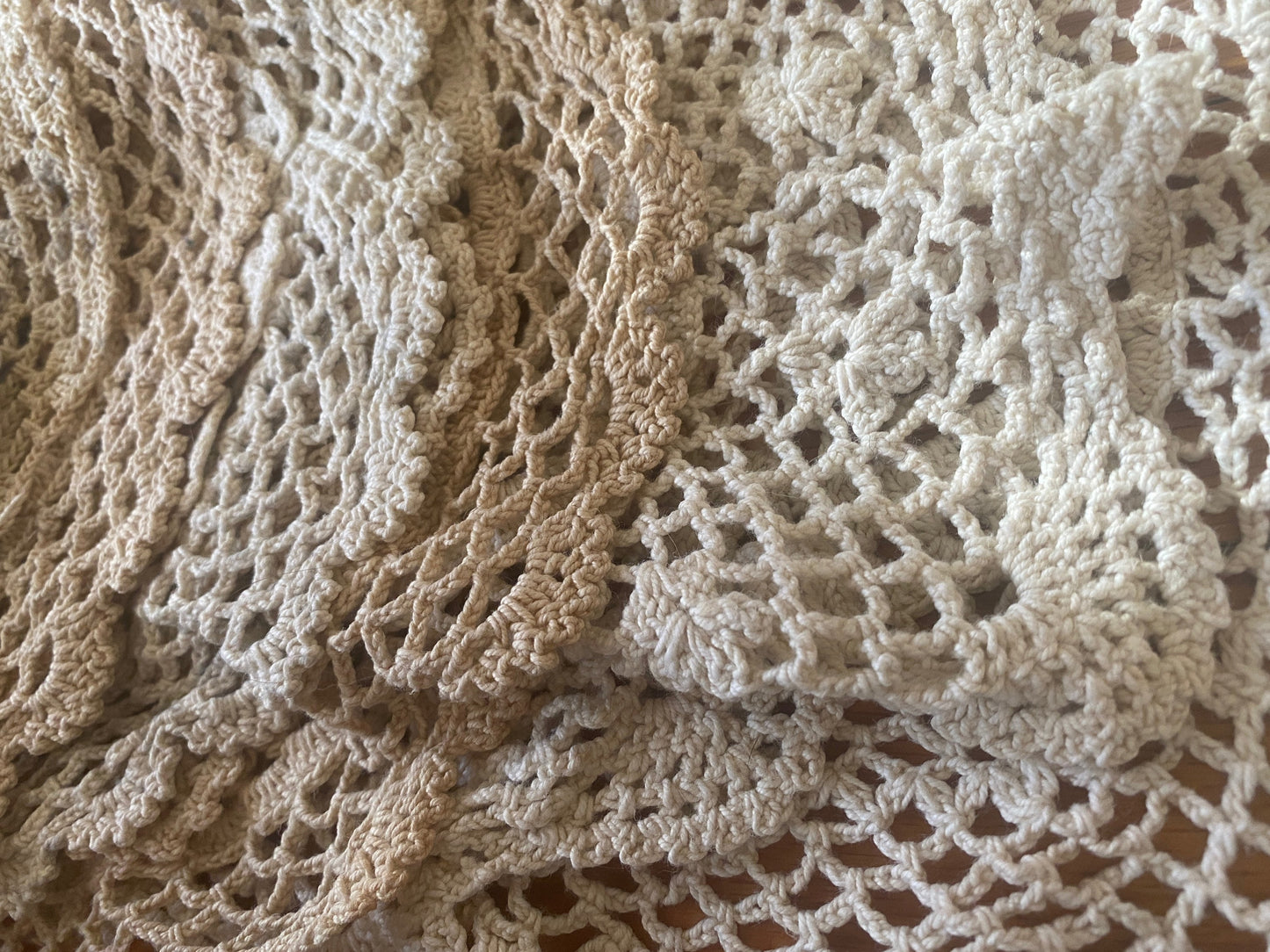 Bundle of six vintage and antique cotton doilies, 4-12" diameter, cottage core, creams & whites, for creative uses and visible mending