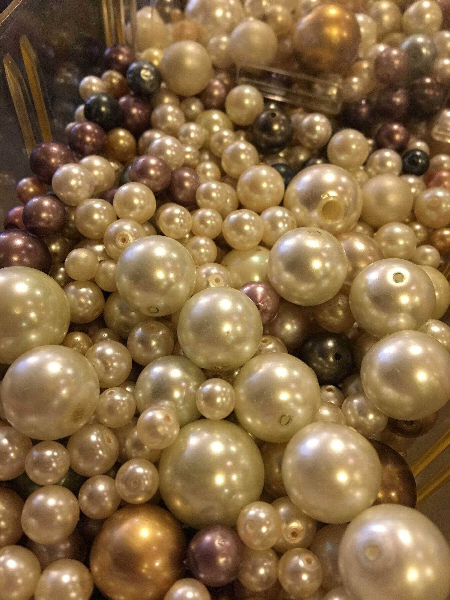 2 ounces of faux pearls (vintage & antique glass) / secondhand-sourced creative supplies / jewelry and beading supply