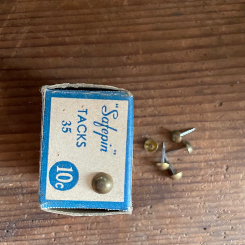 One dozen "Safepin" 5mm dome-top tacks (brass or steel)