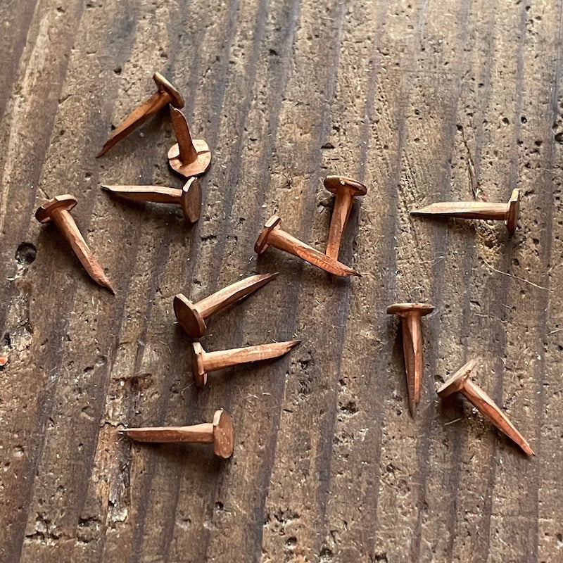 New old stock: one dozen (12) 3/8" copper cut tacks