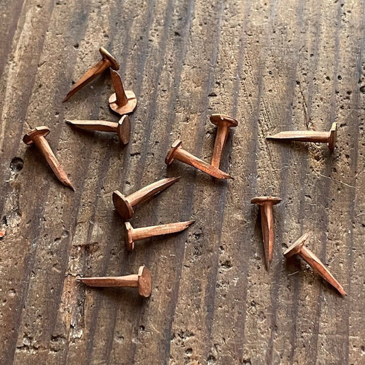 New old stock: one dozen (12) 3/8" copper cut tacks