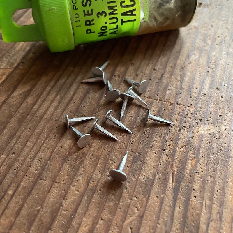 50 aluminum cut tacks, size 3 (3/8") - new old stock