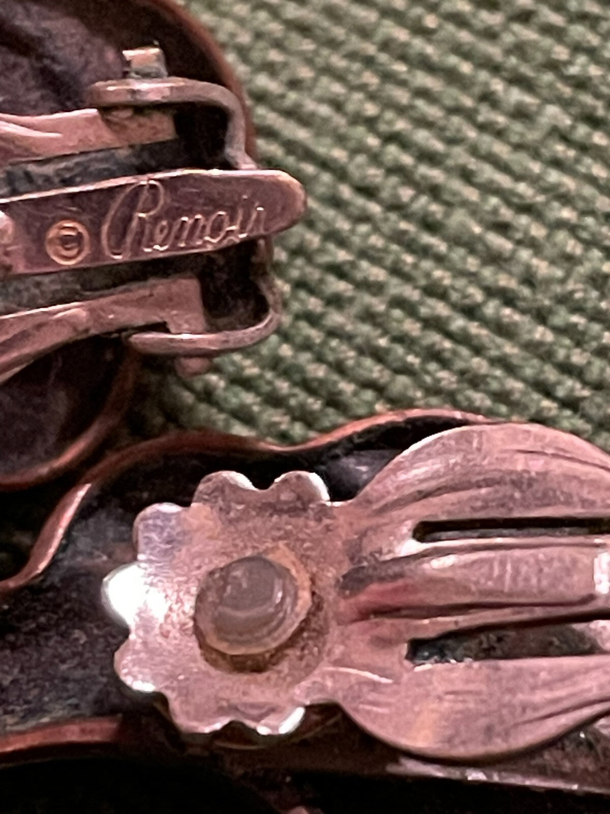 VTG Renoir Copper Clip-On Earrings Clip On Leaf MCM Retro Abstract Modernist EUC