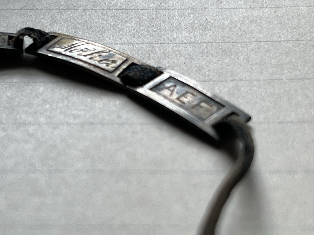 WWI AEF Sweetheart Bob-O-Link Bracelet Sterling JMF Co Original Ribbon Antique