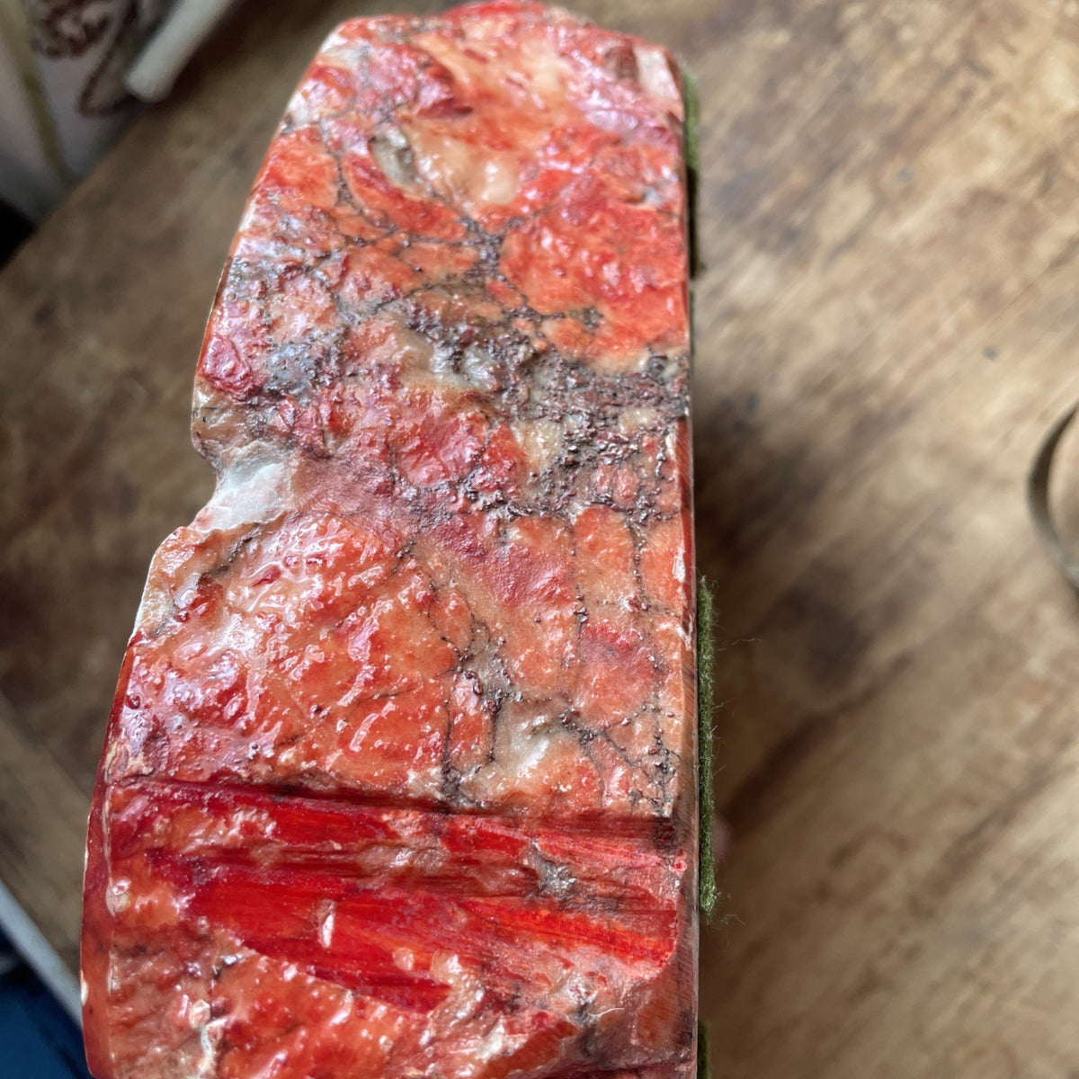 Vtg MCM Italian Red Alabaster Ashtray Massive 8lb Hand-Carved Live Edge Marble