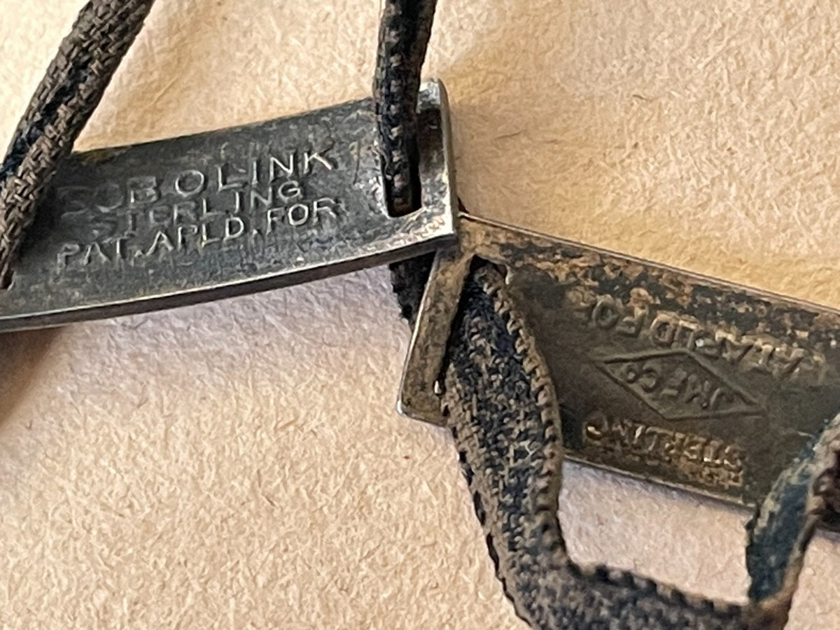 WWI AEF Sweetheart Bob-O-Link Bracelet Sterling JMF Co Original Ribbon Antique