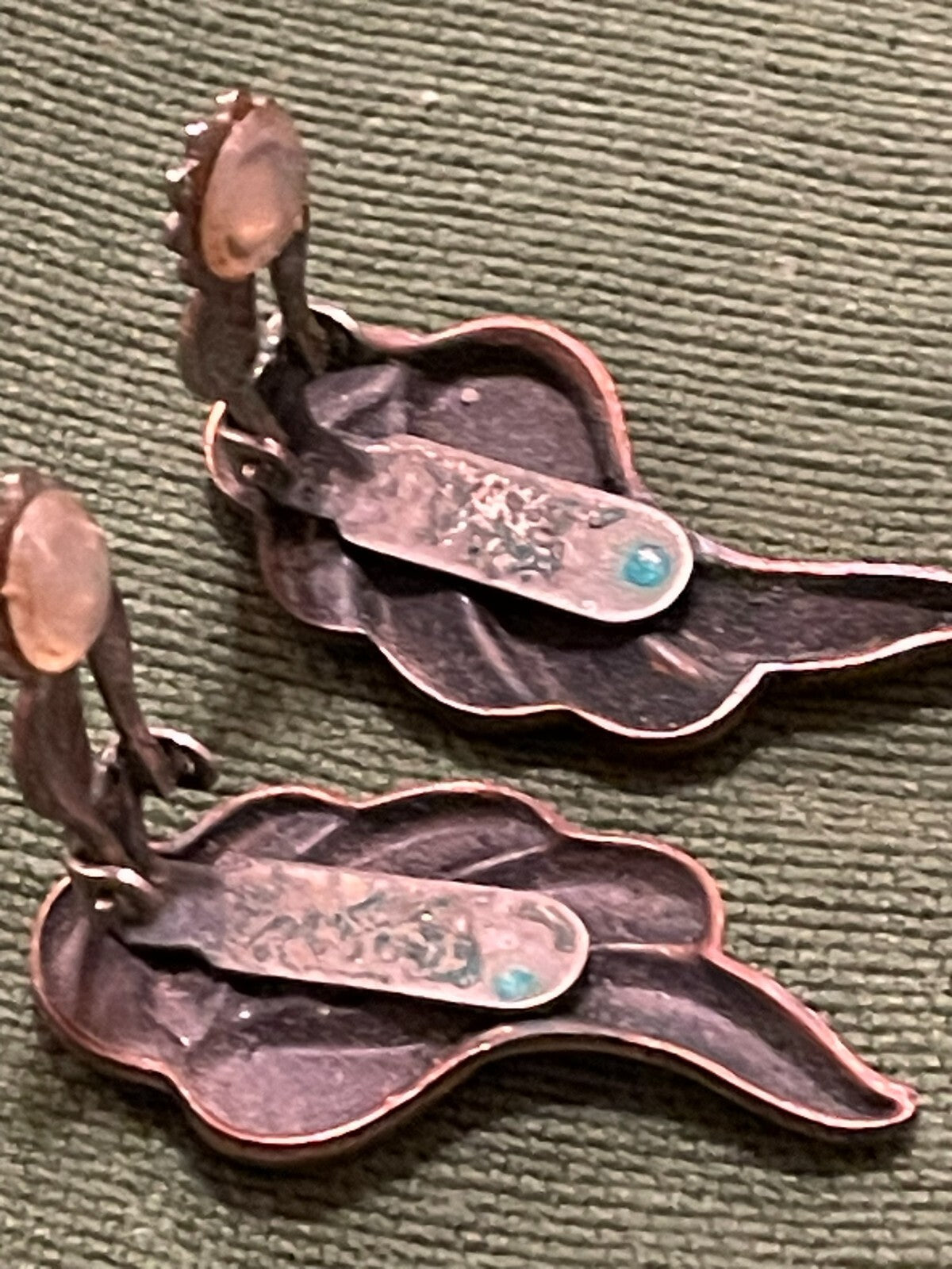 VTG Renoir Copper Clip-On Earrings Clip On Leaf MCM Retro Abstract Modernist EUC