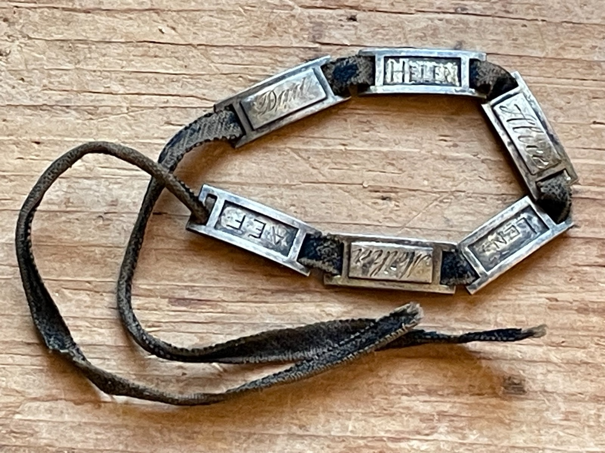 WWI AEF Sweetheart Bob-O-Link Bracelet Sterling JMF Co Original Ribbon Antique