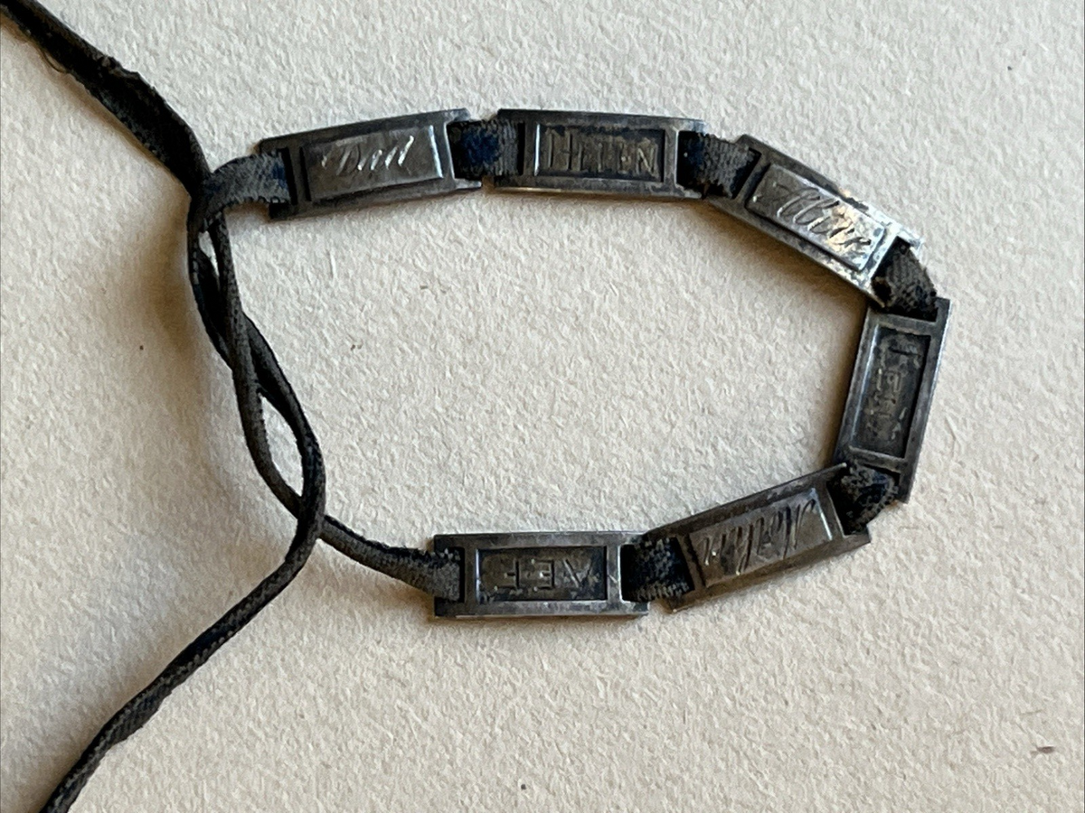WWI AEF Sweetheart Bob-O-Link Bracelet Sterling JMF Co Original Ribbon Antique