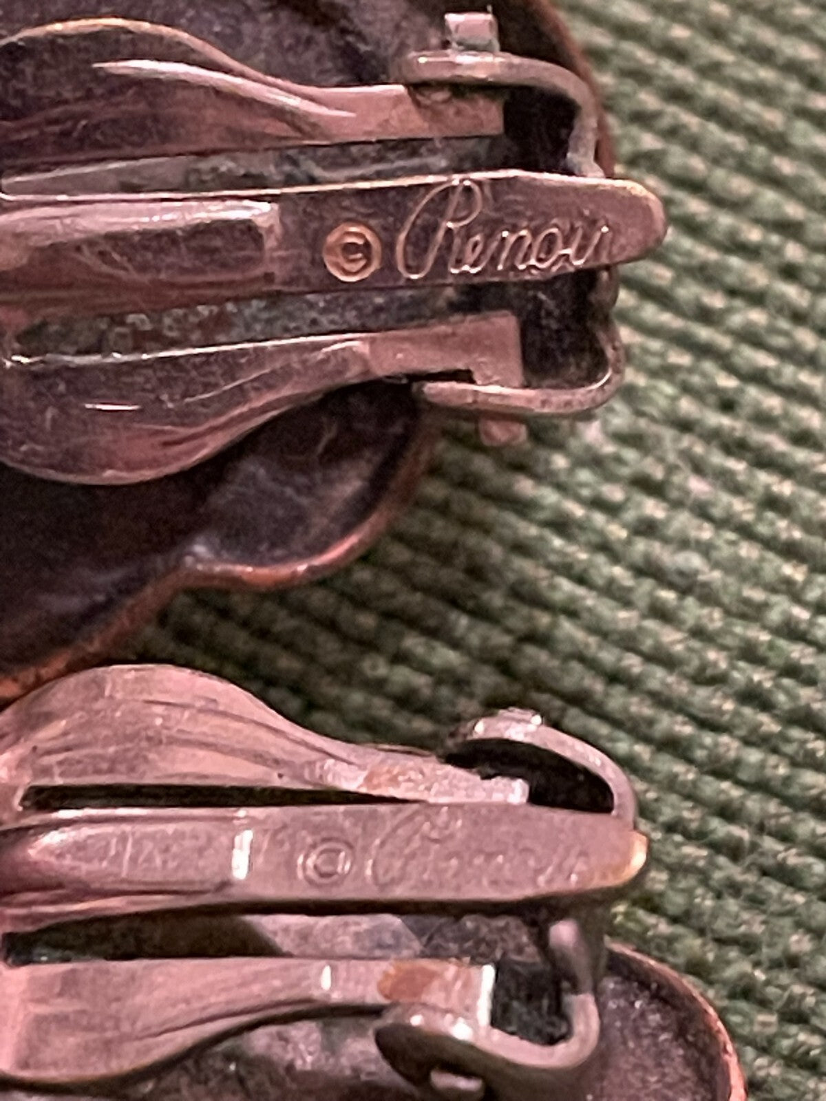VTG Renoir Copper Clip-On Earrings Clip On Leaf MCM Retro Abstract Modernist EUC