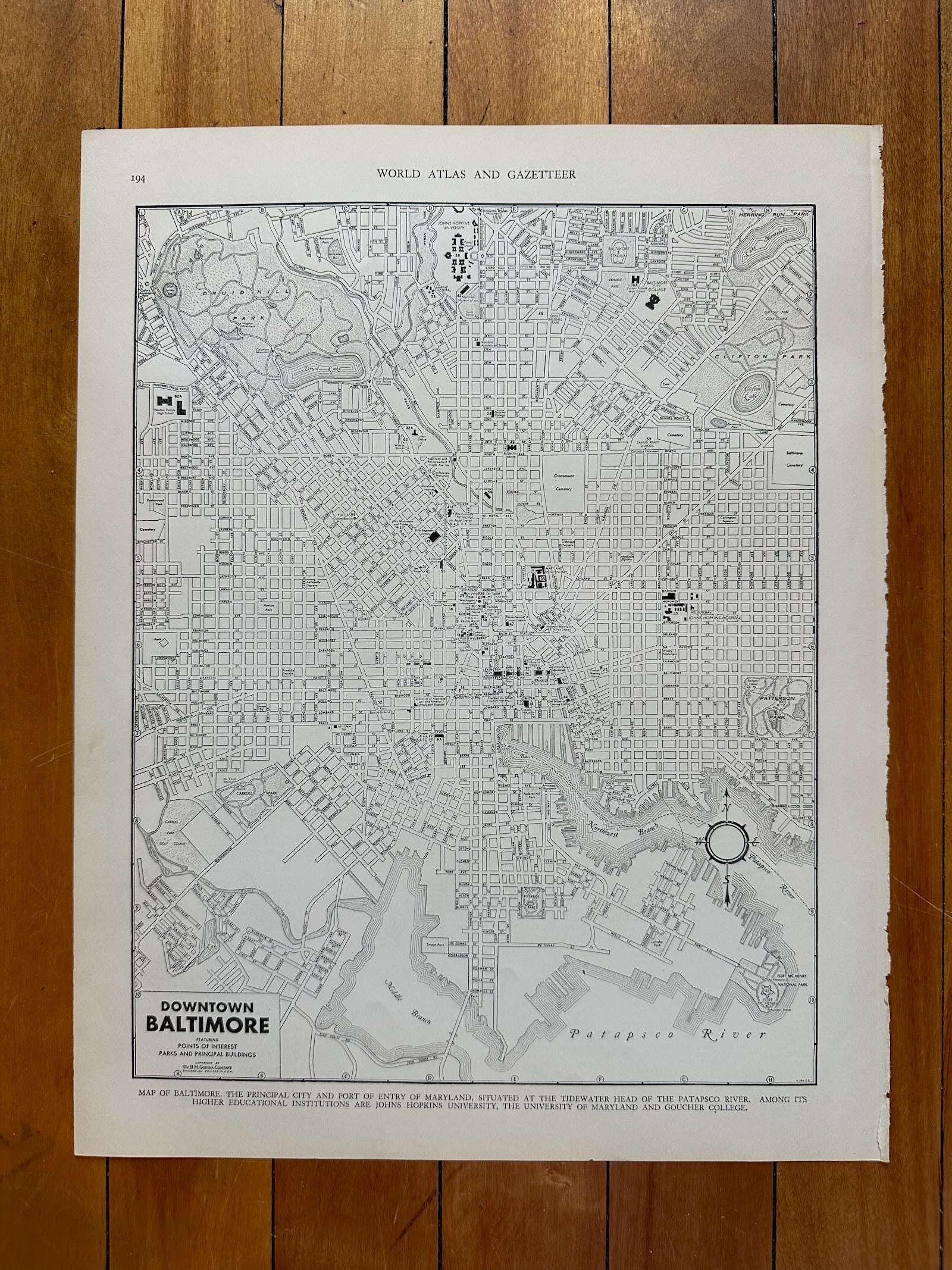 photo of original 1930s street-level city map