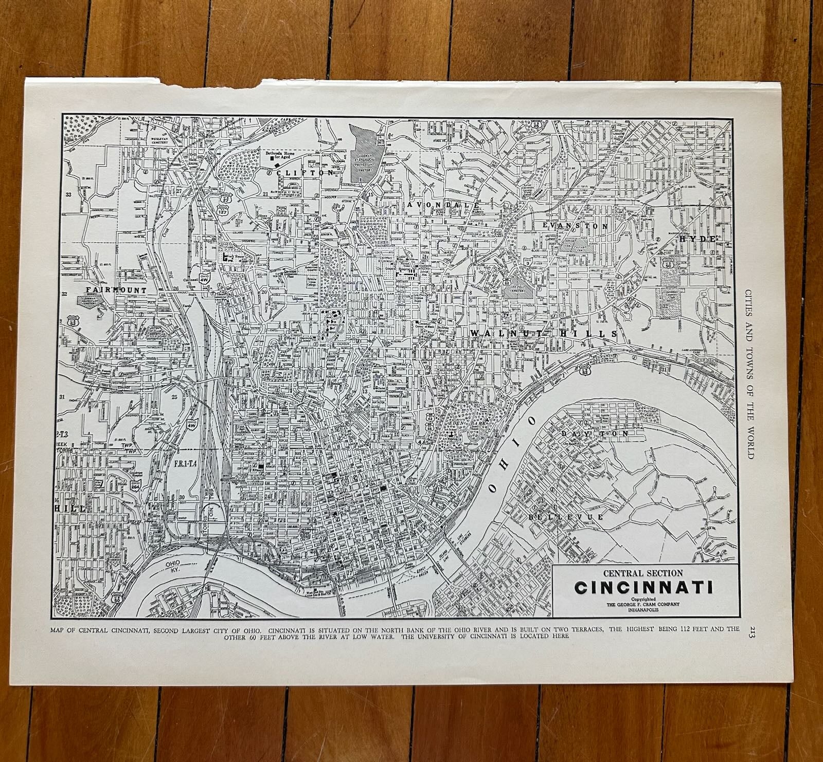 photo of original 1930s street-level city map