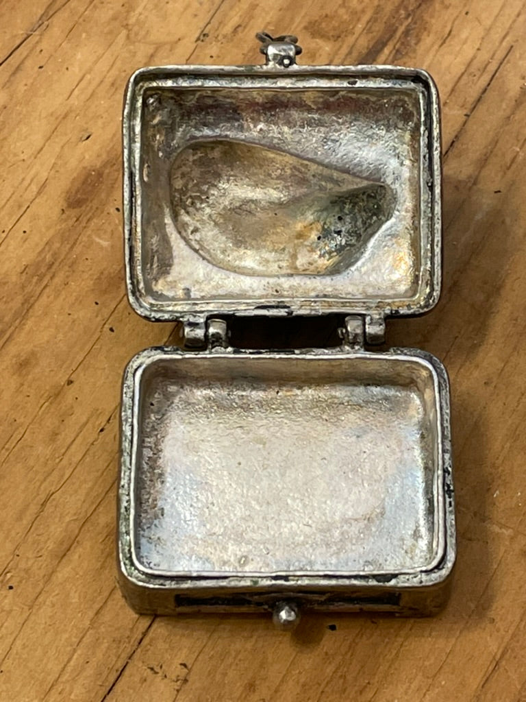 Vintage Sleeping Cat Ring Box • Silver Toned Figural Jewelry Box • Hinged Keepsake Box