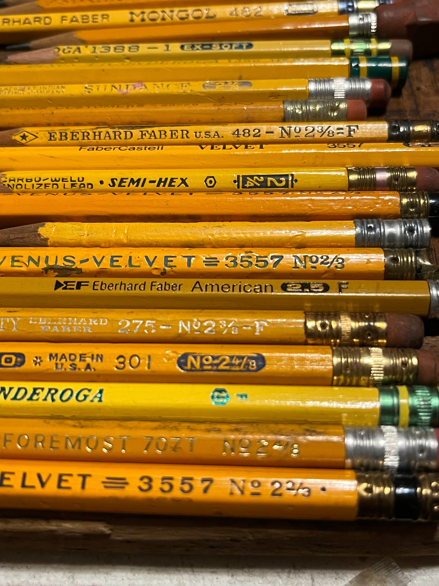 Vintage NON-#2 Yellow Pencils • #1, #3 & Other Uncommon Grades • Set of 12 • Used