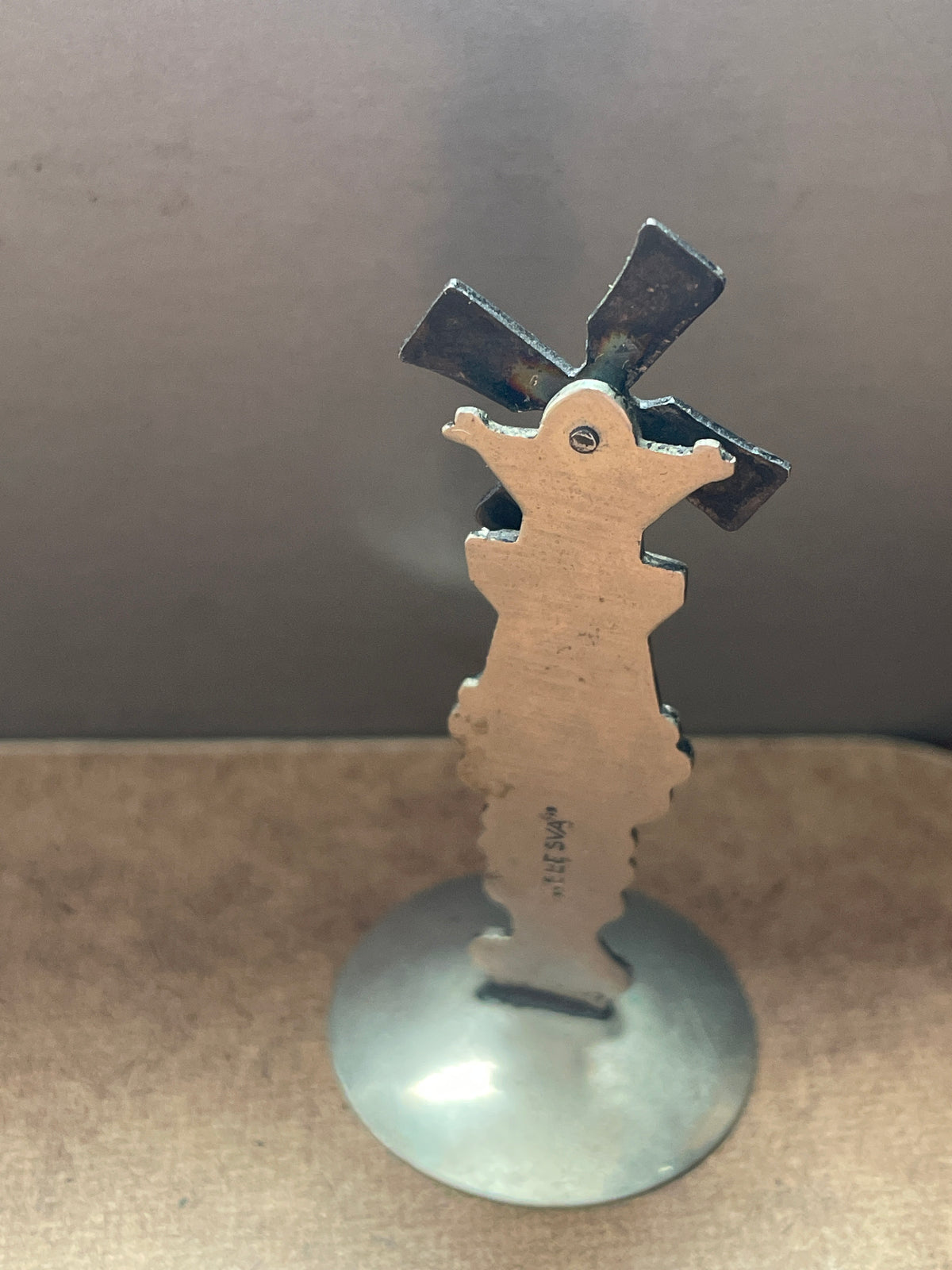 Vintage ELESVA Holland Windmill Miniature – Rotating Sails, Silver-Tone Metal