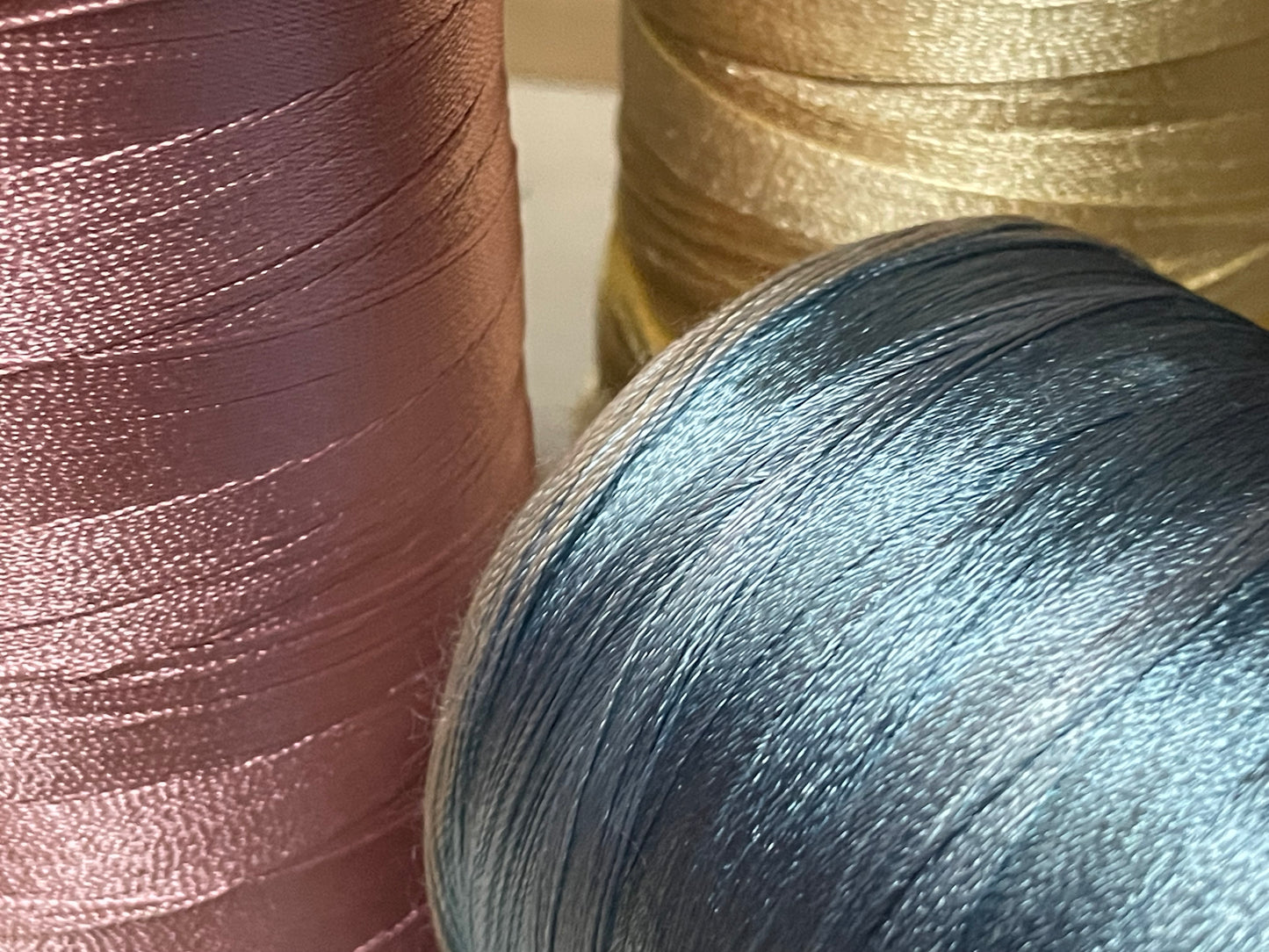 Vintage silk embroidery thread: pink, yellow, or blue