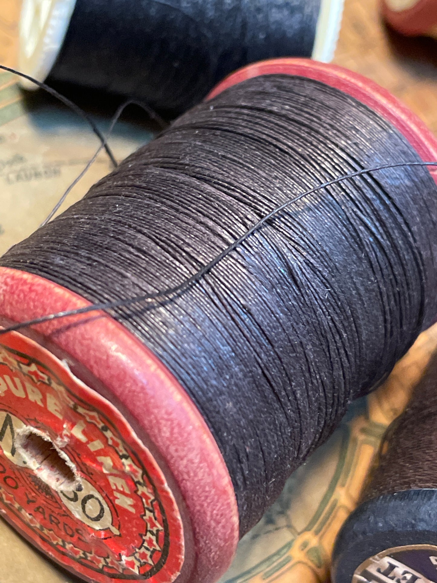 5 yards of heavy duty button and carpet utility thread / strong vintage cotton cord / repair, retie, reattach / durable sewing string