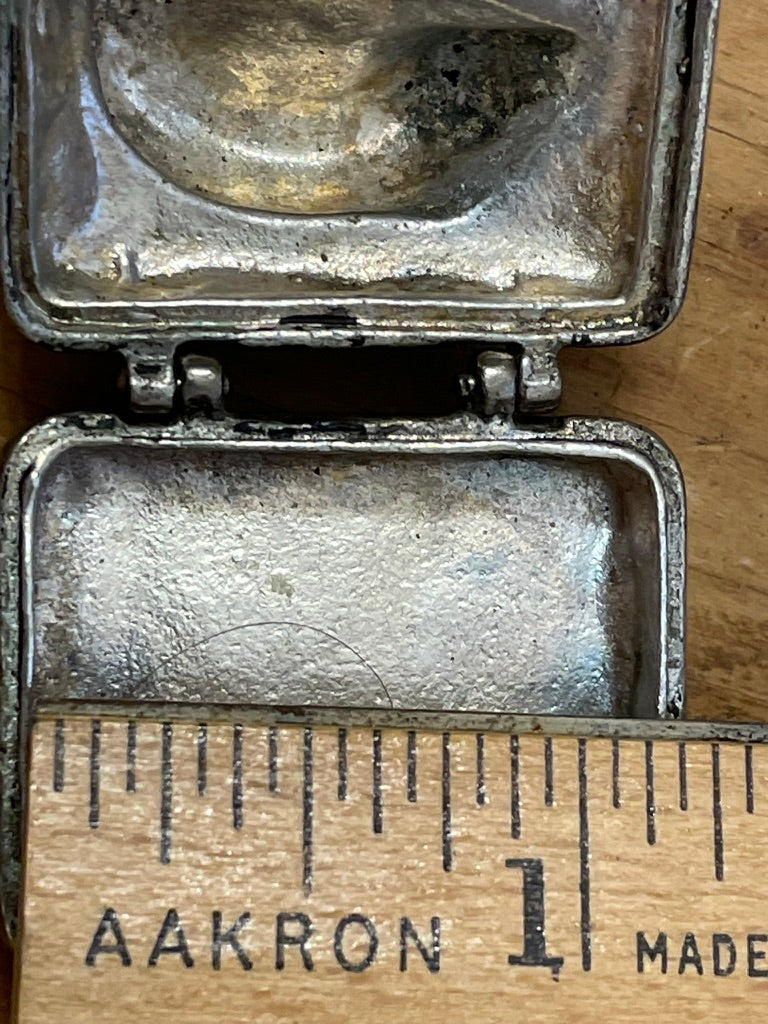 Vintage Sleeping Cat Ring Box • Silver Toned Figural Jewelry Box • Hinged Keepsake Box