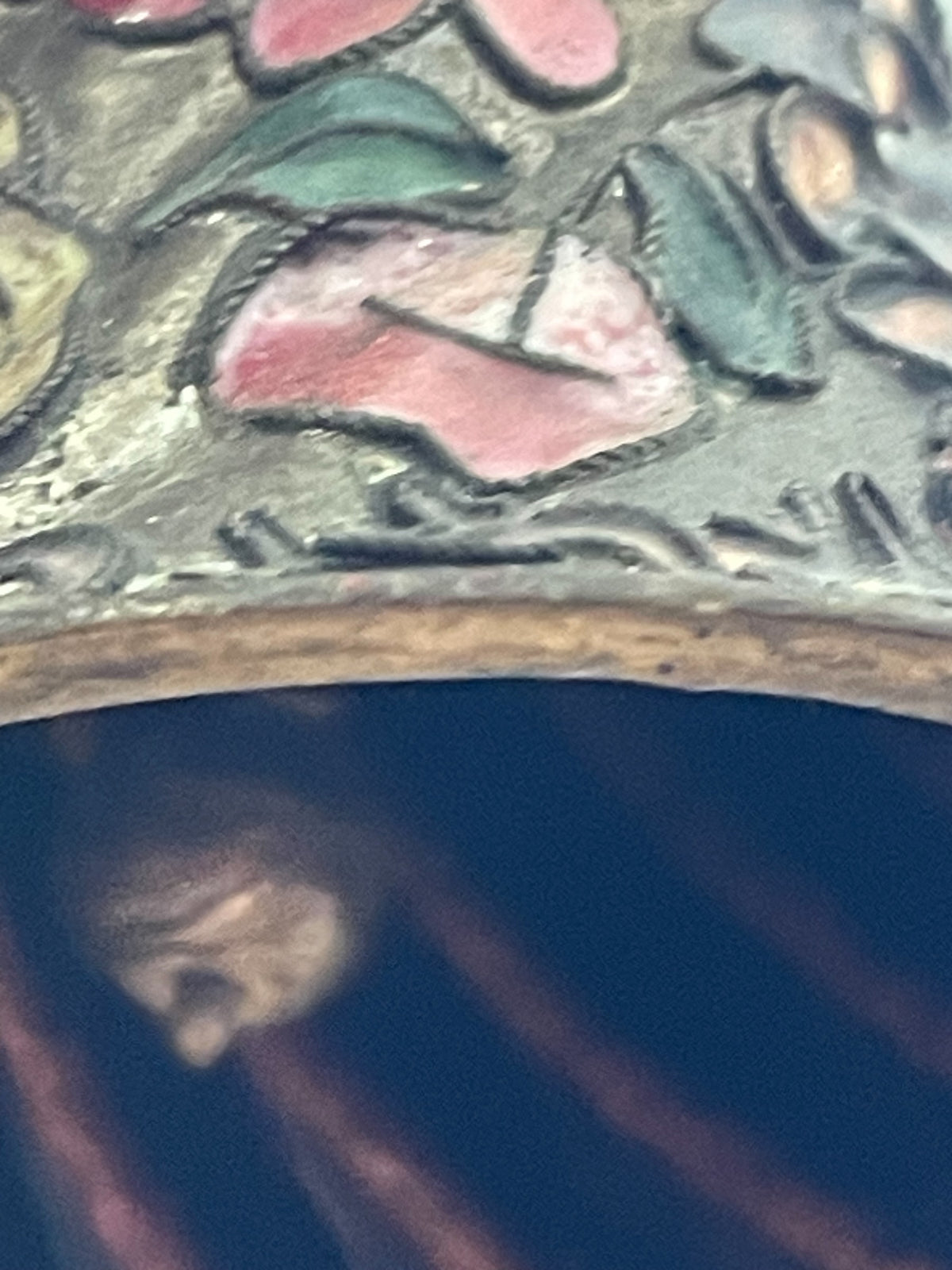 Vintage Floral Enamel-Decorated Metal Bell