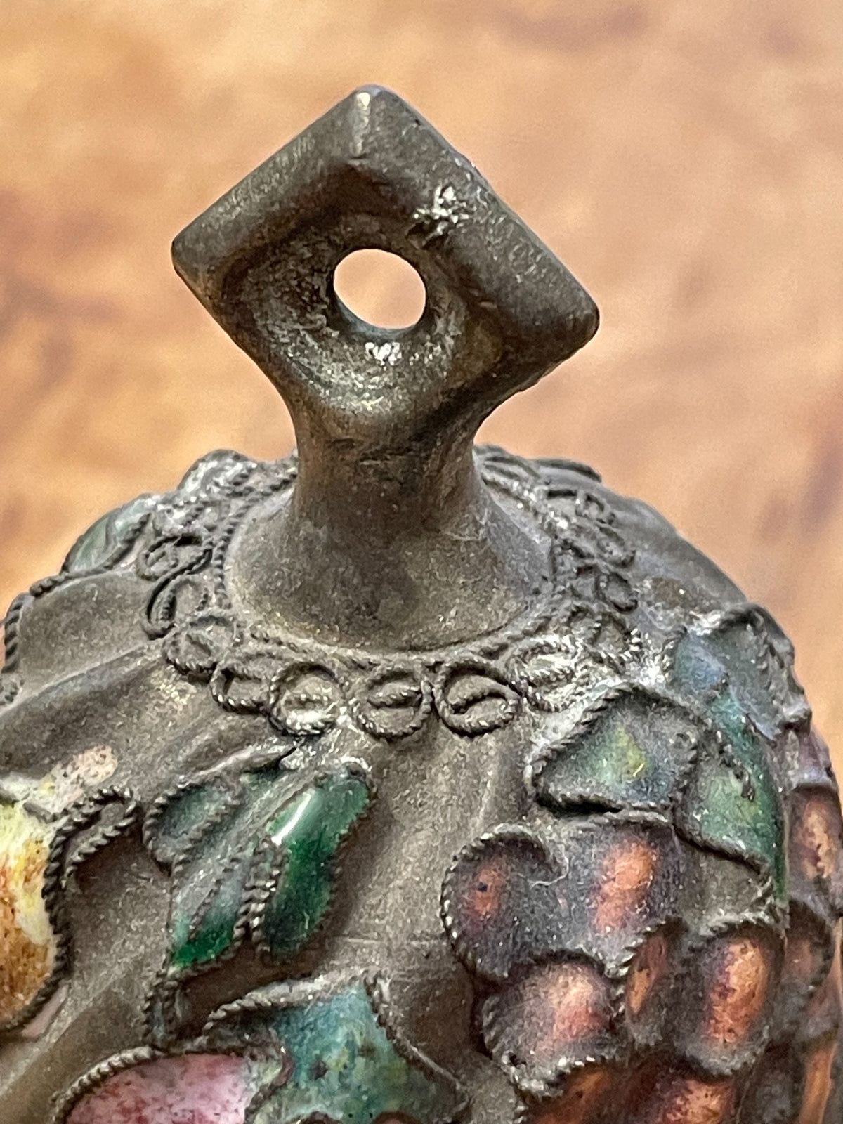 Vintage Floral Enamel-Decorated Metal Bell