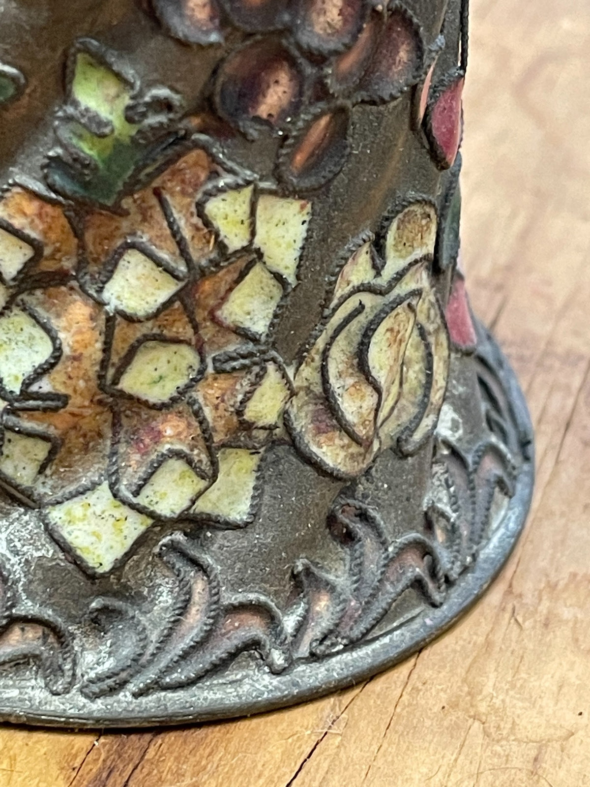 Vintage Floral Enamel-Decorated Metal Bell