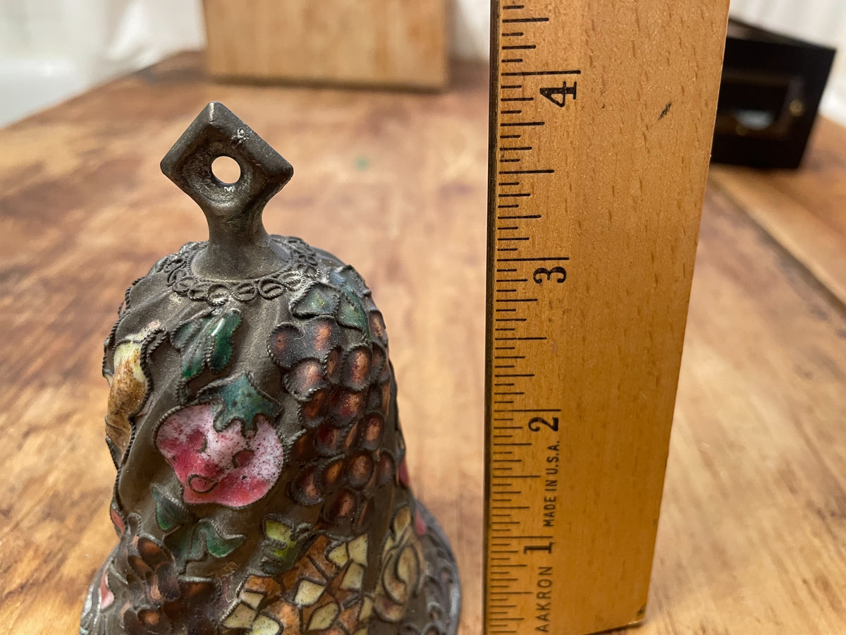 Vintage Floral Enamel-Decorated Metal Bell