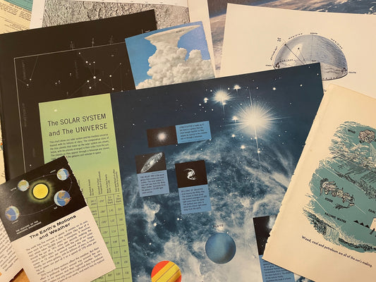 1/8 pound assortment of true vintage space and astronomy pages