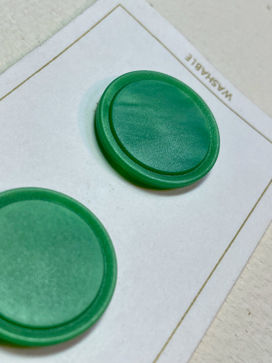 2 green 1970s vtg plastic buttons | shank style | size 36/0.88" | new old stock | made in Holland