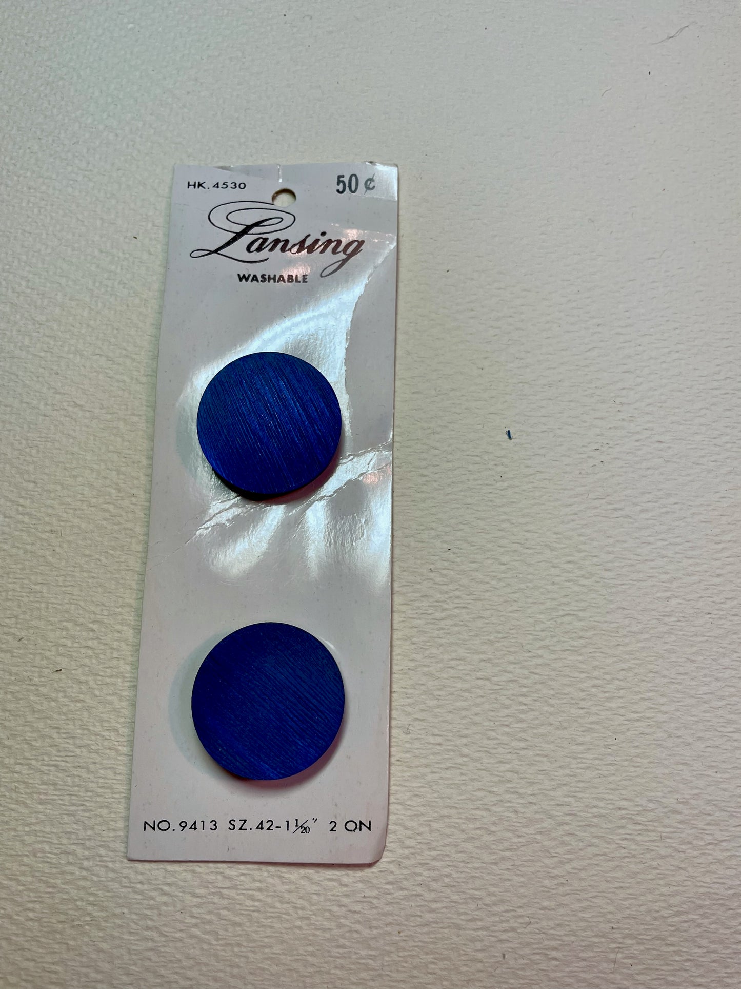 2 blue 1960s vtg plastic buttons | shank style | size 42/1.05" | new old stock | made in Japan