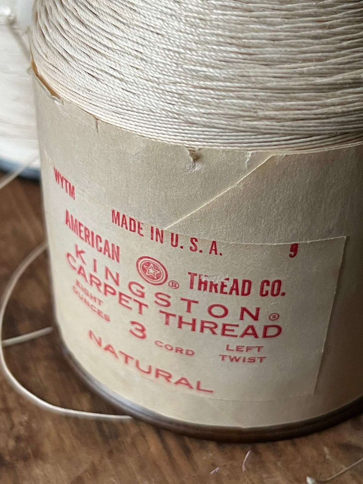 1940s–60s Kingston 10/3 Cotton Carpet Thread for MCM Era Restoration & Repair • Natural or Tobacco • Left Twist • 5 Yards