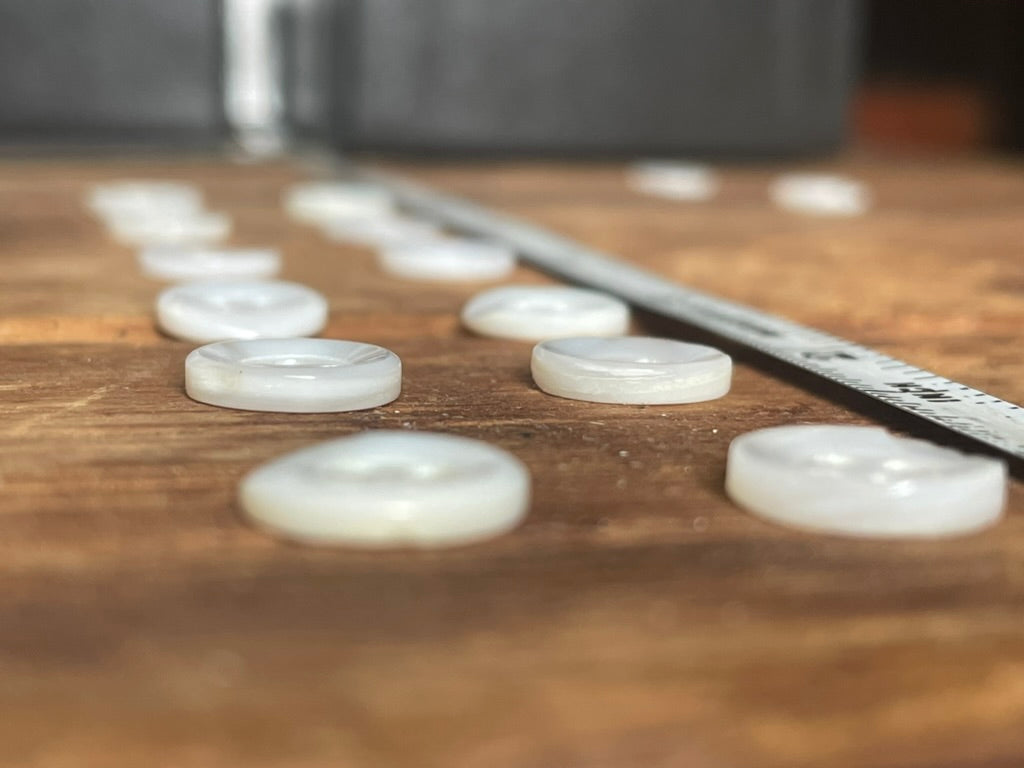 Vintage White Mother of Pearl Buttons • Natural Shell • Matching Set of 12 4-Hole Buttons• Choose Size