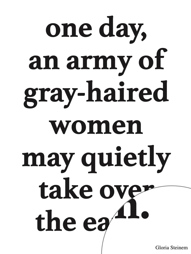 Text quote by Gloria Steinem on a white background