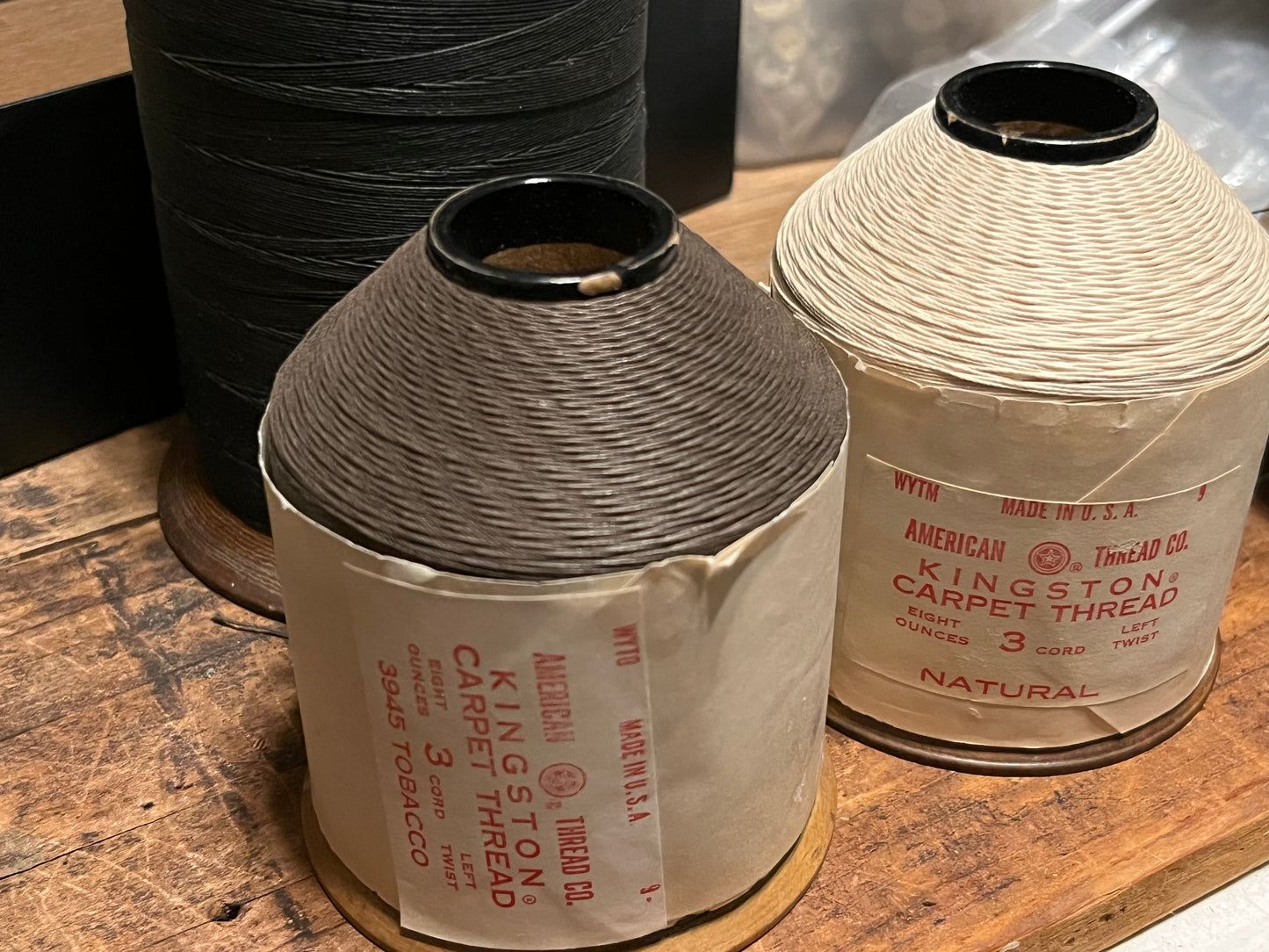 1940s–60s Kingston 10/3 Cotton Carpet Thread for MCM Era Restoration & Repair • Natural or Tobacco • Left Twist • 5 Yards