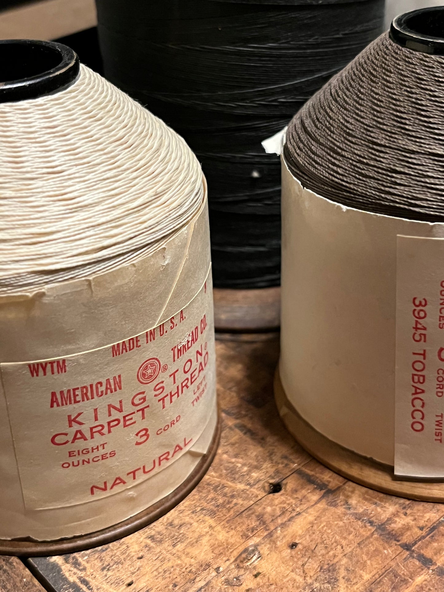 1940s–60s Kingston 10/3 Cotton Carpet Thread for MCM Era Restoration & Repair • Natural or Tobacco • Left Twist • 5 Yards