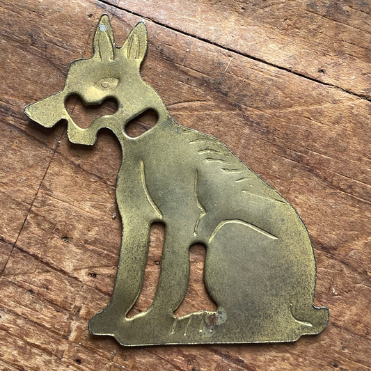 Vintage Gold-Tone Metal Terrier Dog Silhouette – Pierced & Engraved