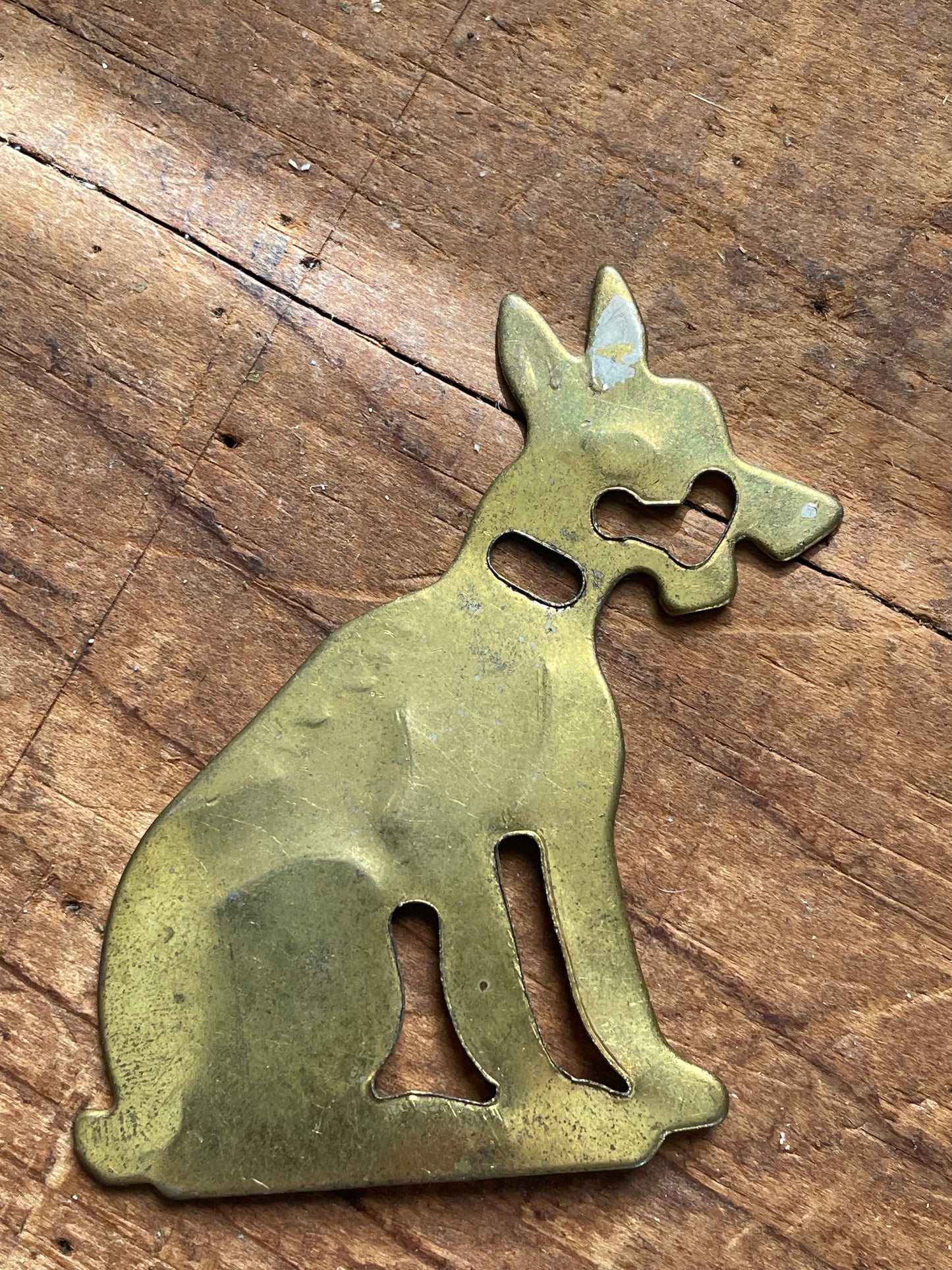 Vintage Gold-Tone Metal Terrier Dog Silhouette – Pierced & Engraved