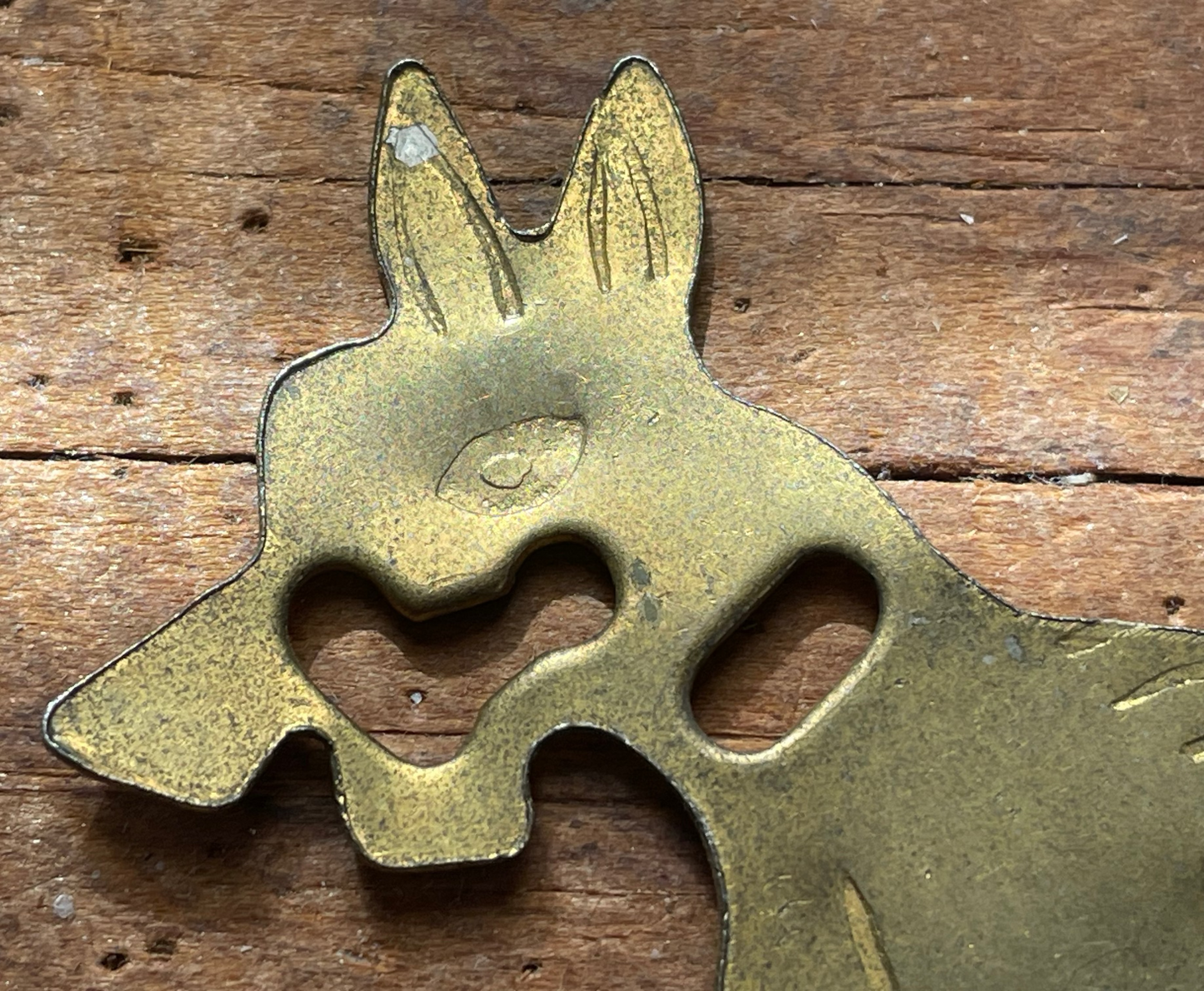 Vintage Gold-Tone Metal Terrier Dog Silhouette – Pierced & Engraved