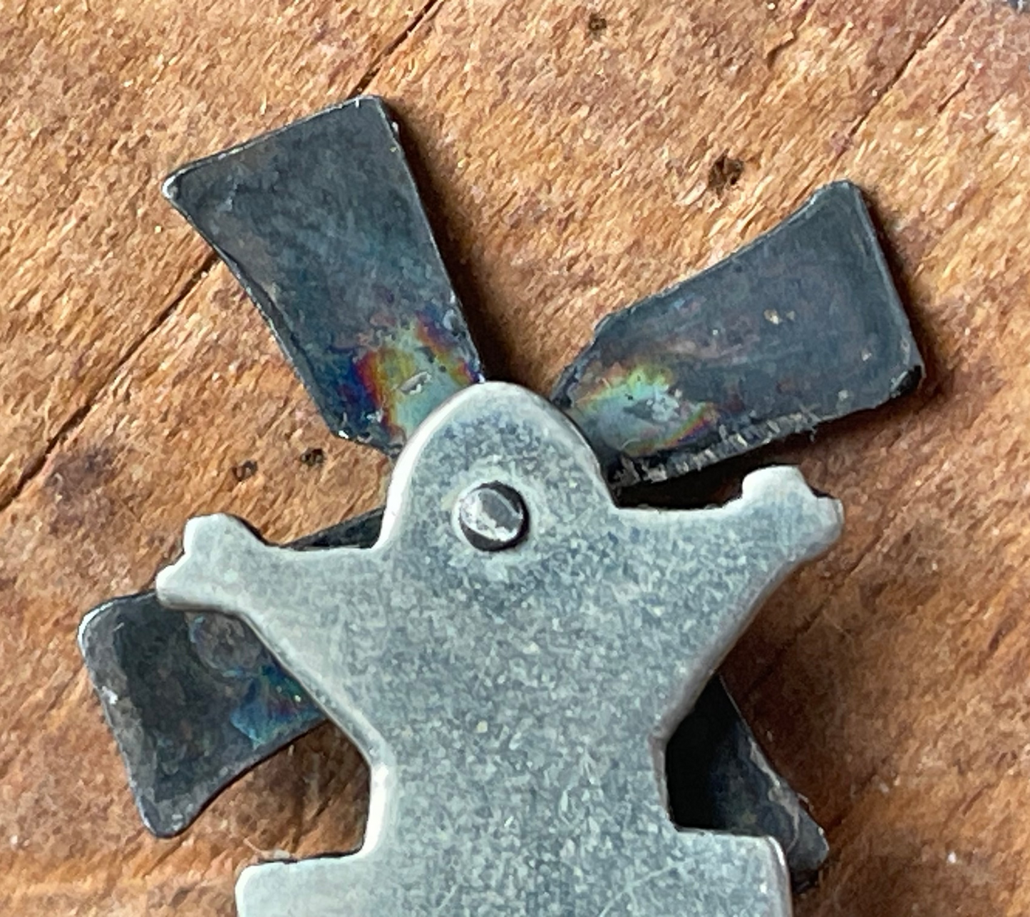 Vintage ELESVA Holland Windmill Miniature – Rotating Sails, Silver-Tone Metal