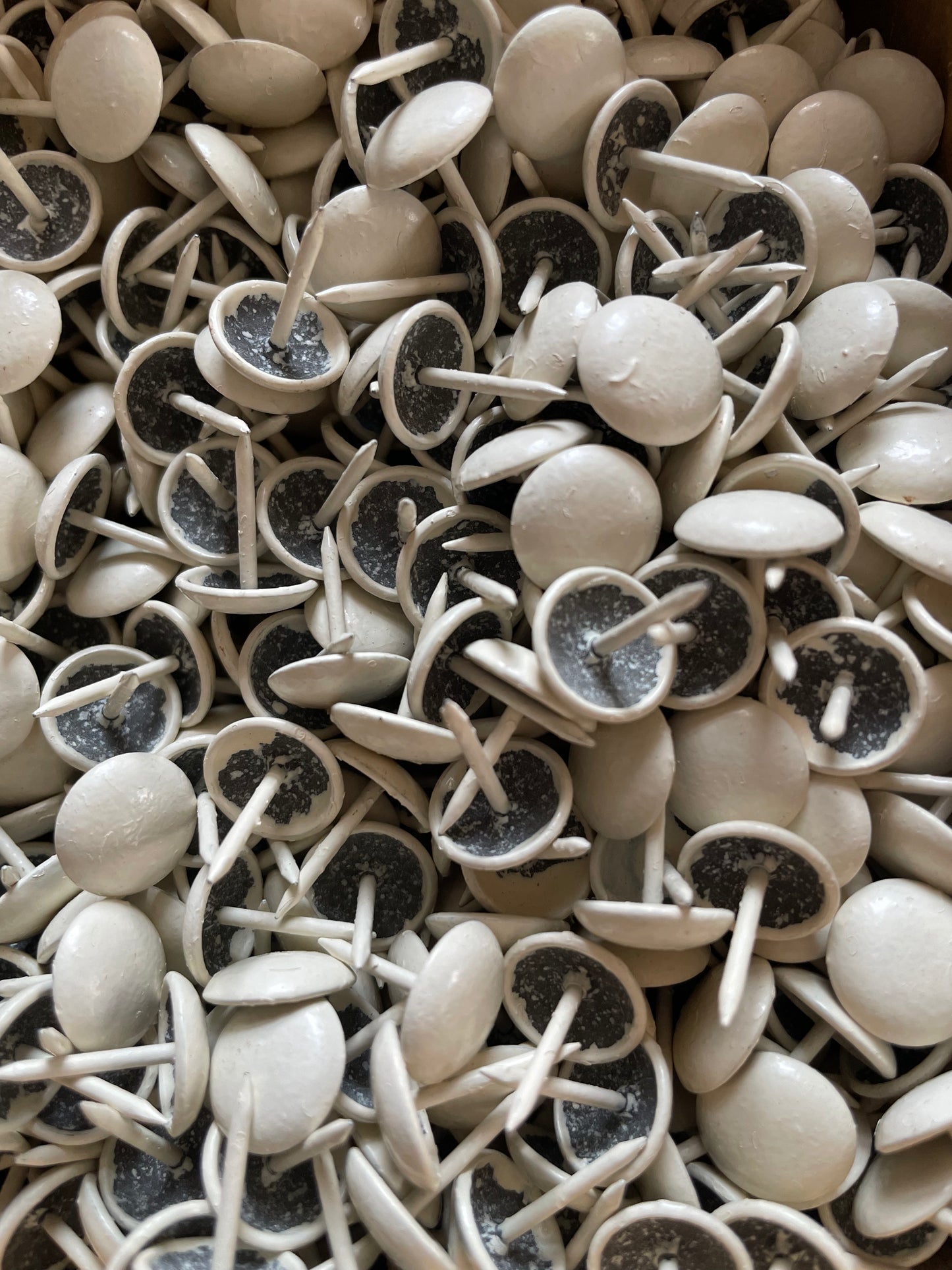 One Dozen Vivid Vintage Upholstery Tacks Leatherlike ("Leatherene") Finish • New Old Stock • Midcentury Industrial Supply