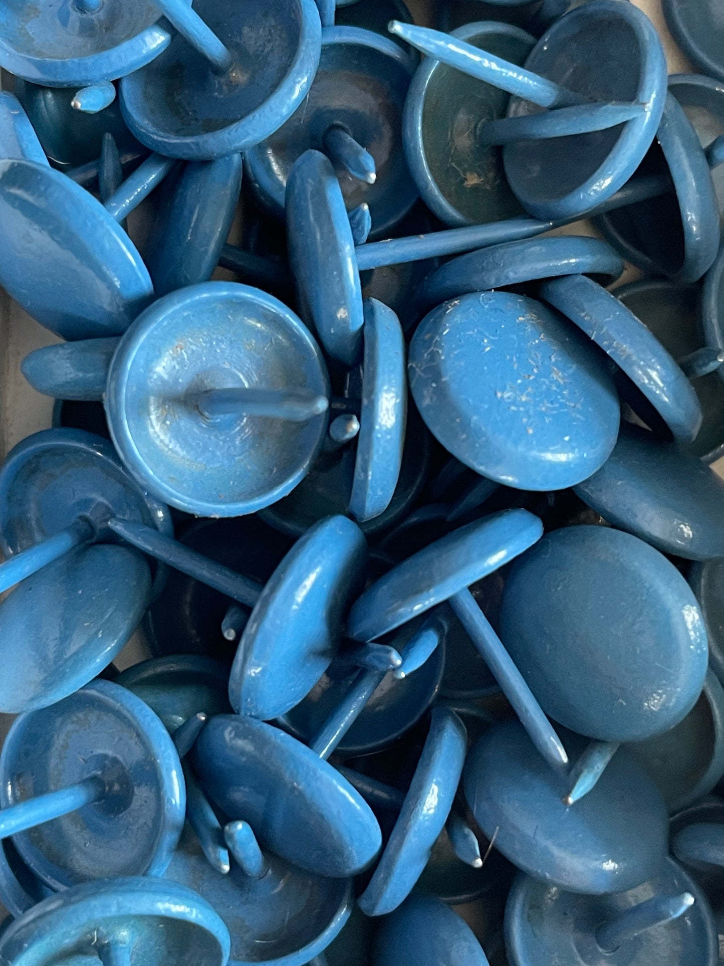 One Dozen Vivid Vintage Upholstery Tacks Leatherlike ("Leatherene") Finish • New Old Stock • Midcentury Industrial Supply