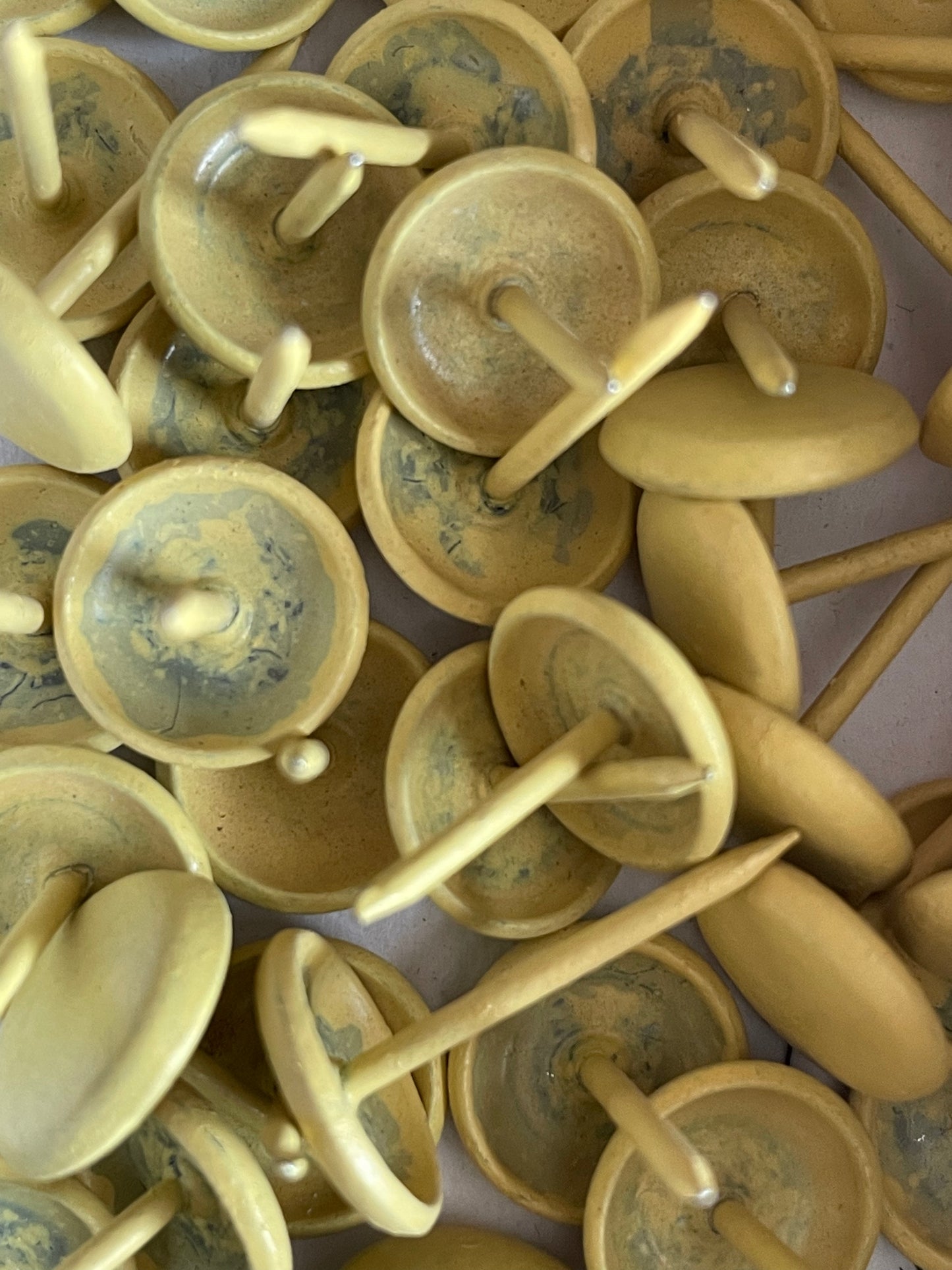 One Dozen Vivid Vintage Upholstery Tacks Leatherlike ("Leatherene") Finish • New Old Stock • Midcentury Industrial Supply