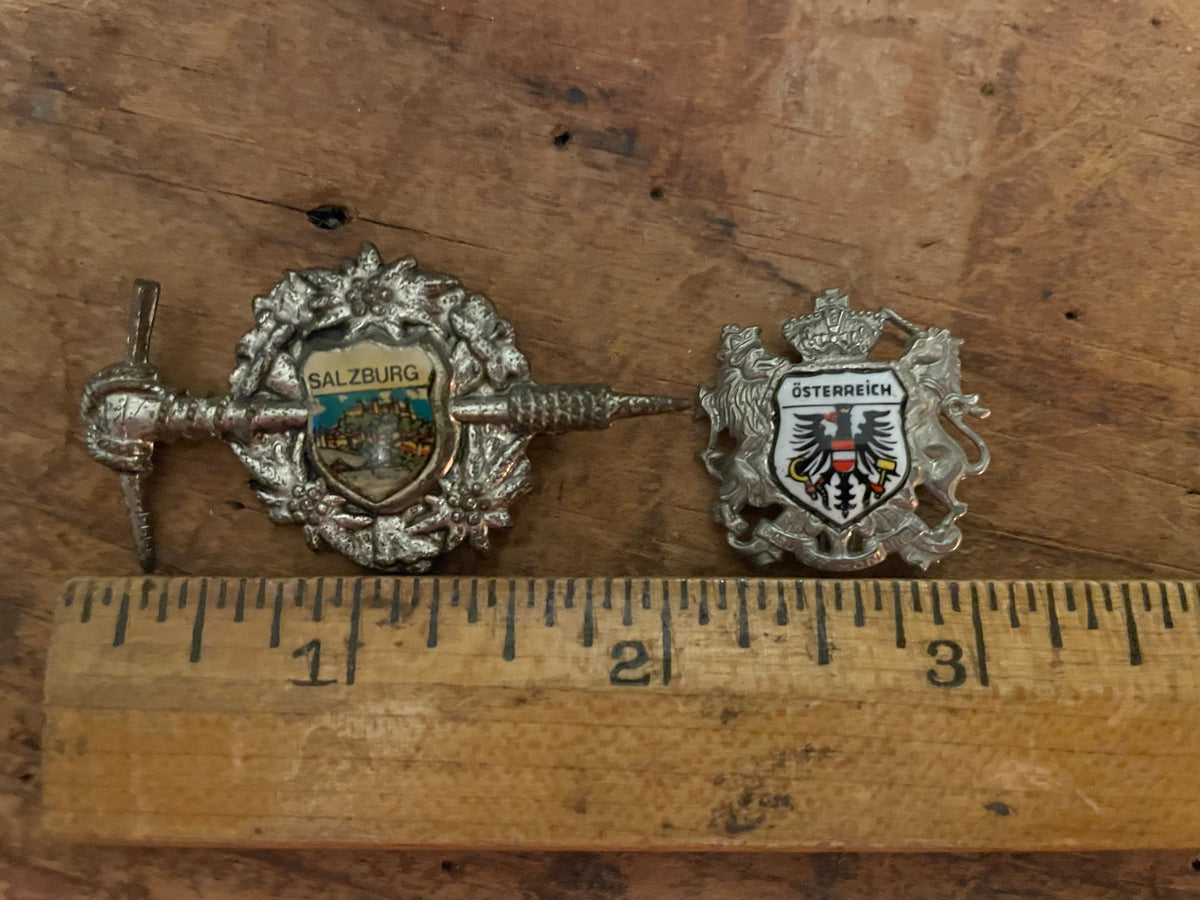 Vintage Austrian Salzburg & Österreich Souvenir Brooch Pair — Alpine Travel Pins