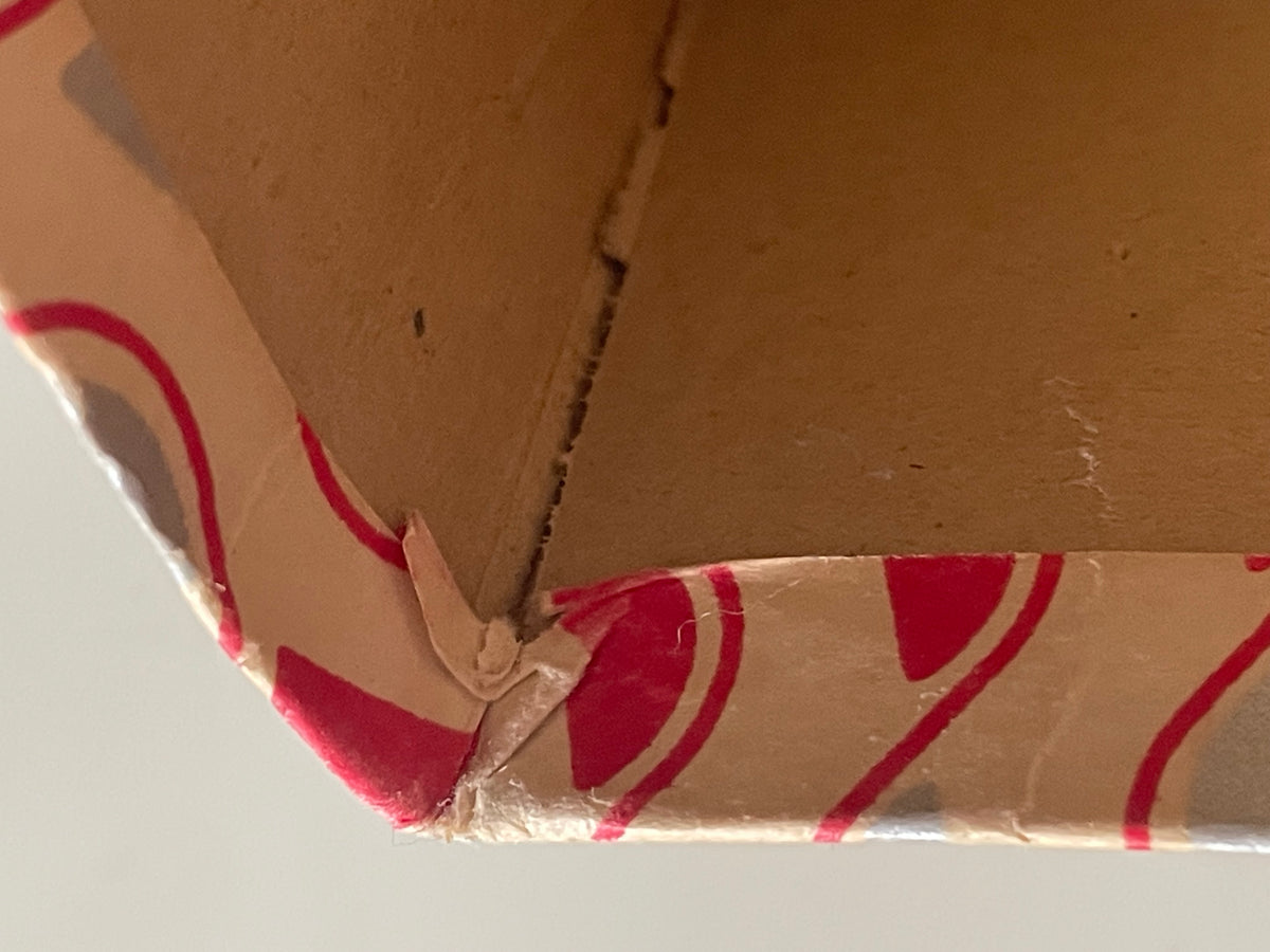 Vintage Geometric Paper-Covered Keepsake Box - Gifting Decorative Storage Presentation Box – Red, Blue & Cream + Cardboard