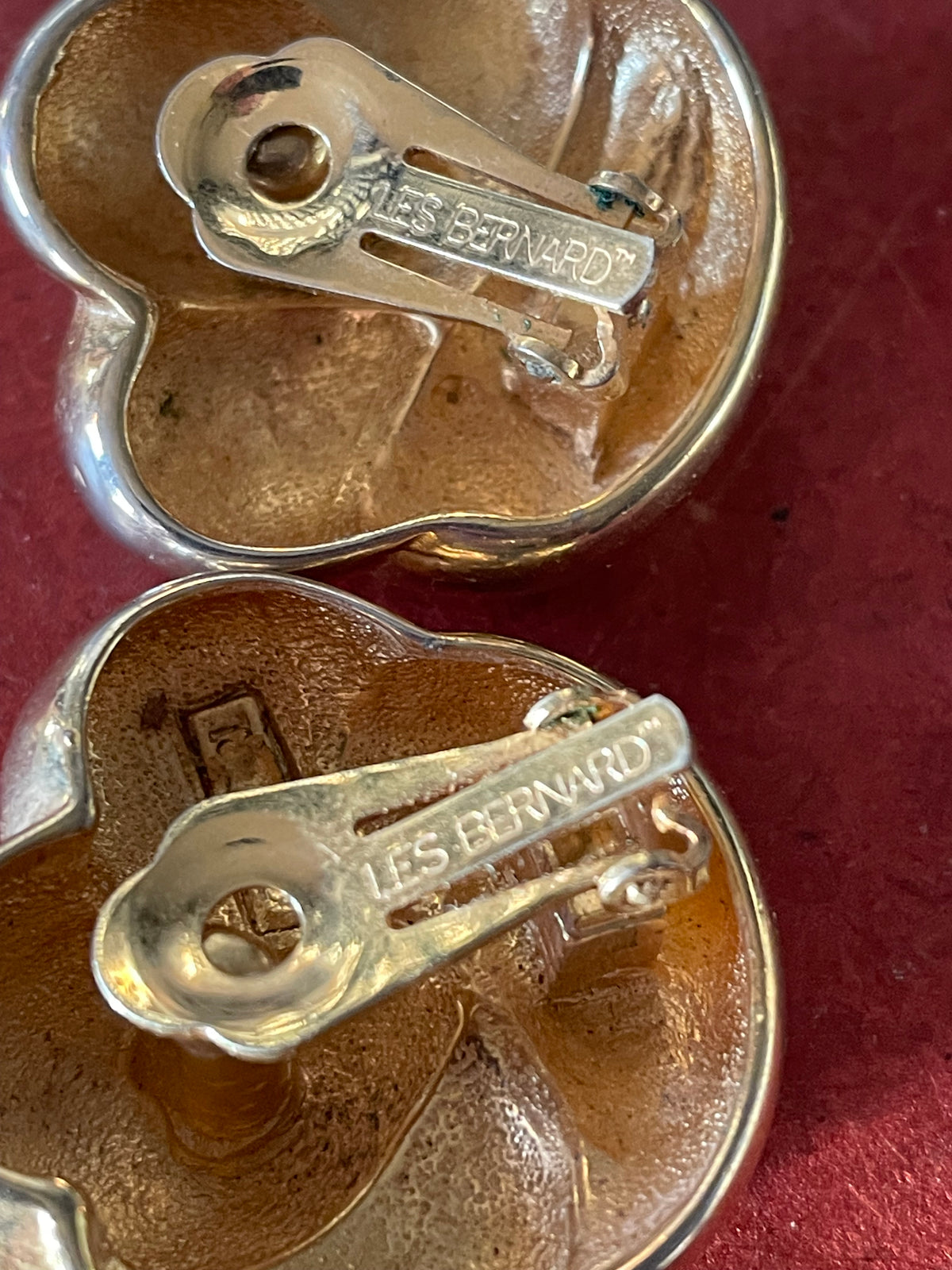 Vintage Les Bernard Gold-Tone Swirl Knot Earrings – Signed Modernist Sculptural Clip-On Statement Studs, ca. 1970s-80s