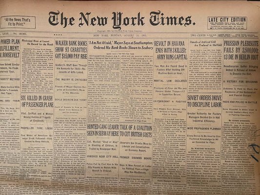 1/8 pound (two ounces) of original 1931 New York Times newsprint