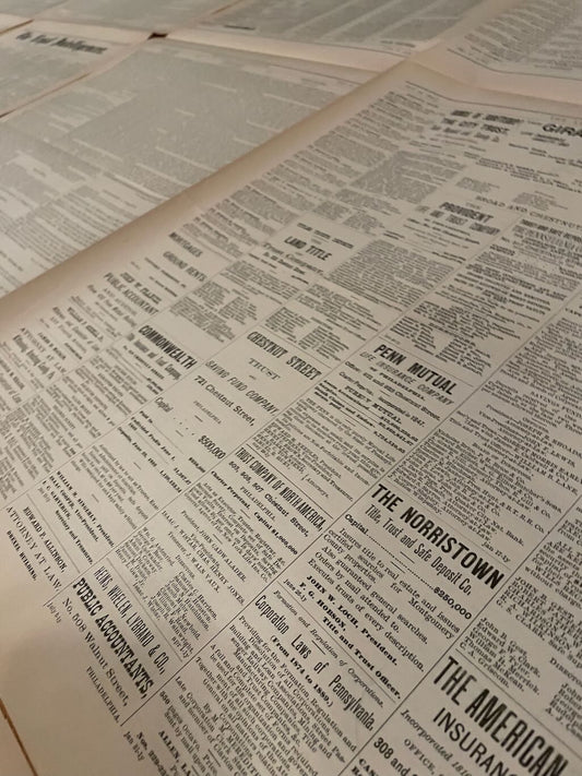 1890s newsprint: four 30x36" broadsheets