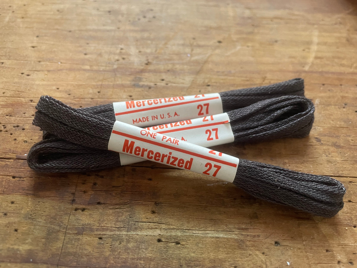 Choose length & color: one pair narrow vintage cotton shoe laces 18" 27” 36” 40" in black, brown, charcoal, white, or olive drab