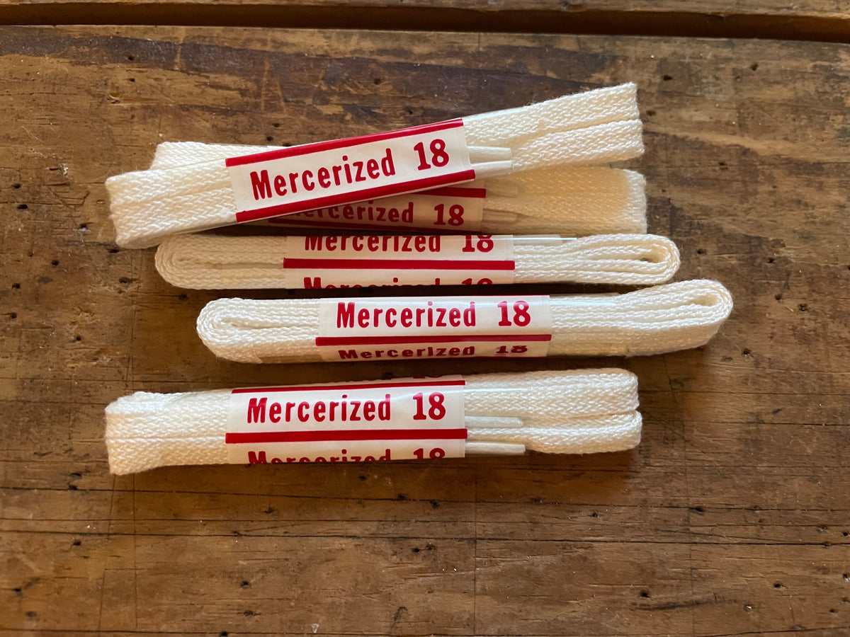 Choose length & color: one pair narrow vintage cotton shoe laces 18" 27” 36” 40" in black, brown, charcoal, white, or olive drab