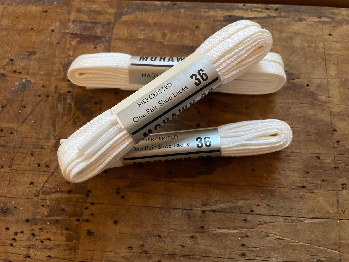 Choose length & color: one pair narrow vintage cotton shoe laces 18" 27” 36” 40" in black, brown, charcoal, white, or olive drab