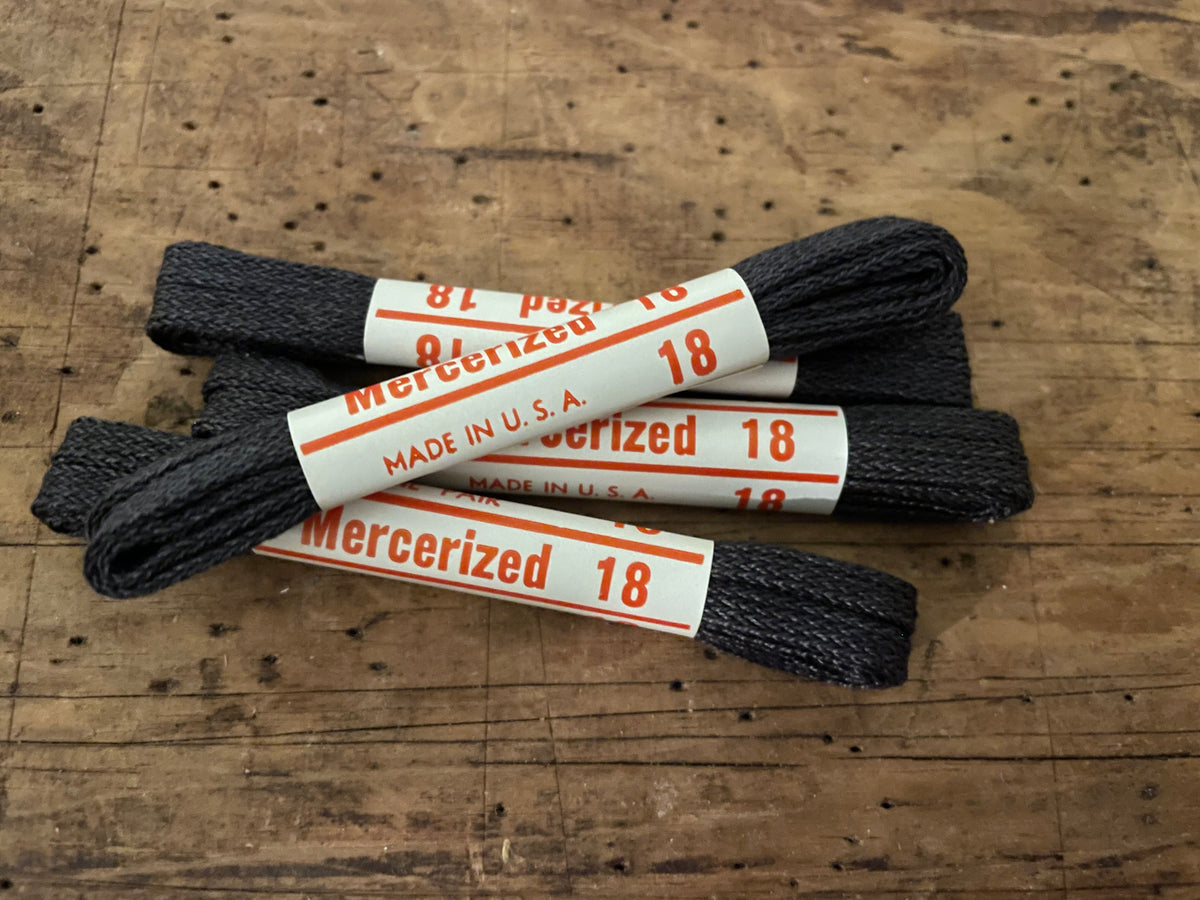 Choose length & color: one pair narrow vintage cotton shoe laces 18" 27” 36” 40" in black, brown, charcoal, white, or olive drab